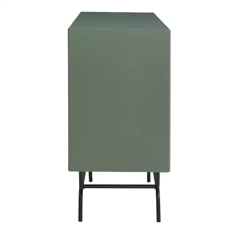Buffet moderne 60 po avec armoire à vin vert sauge : rangement autoportant, 4 étagères, 3 tiroirs