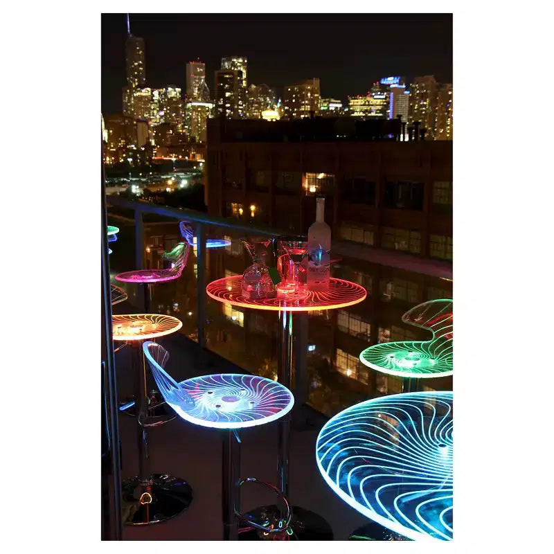 Table de pub réglable contemporaine lumineuse 23" - Acrylique transparent