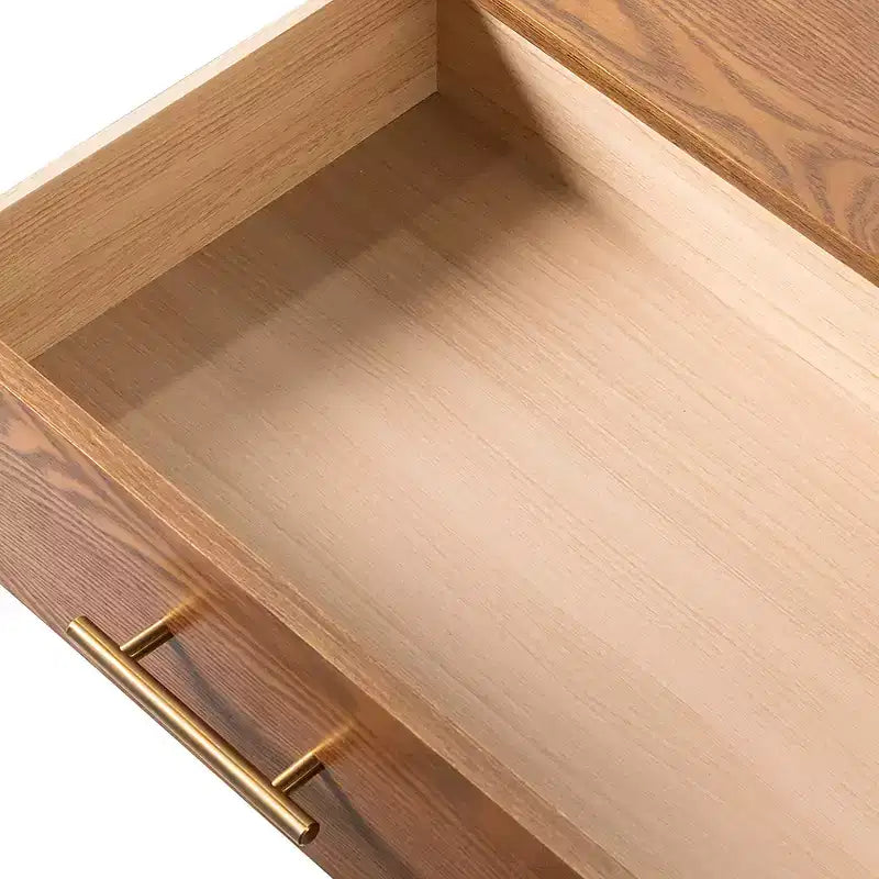 Commode Mid-Century Moderne à 5 tiroirs avec système anti-basculement, Noyer