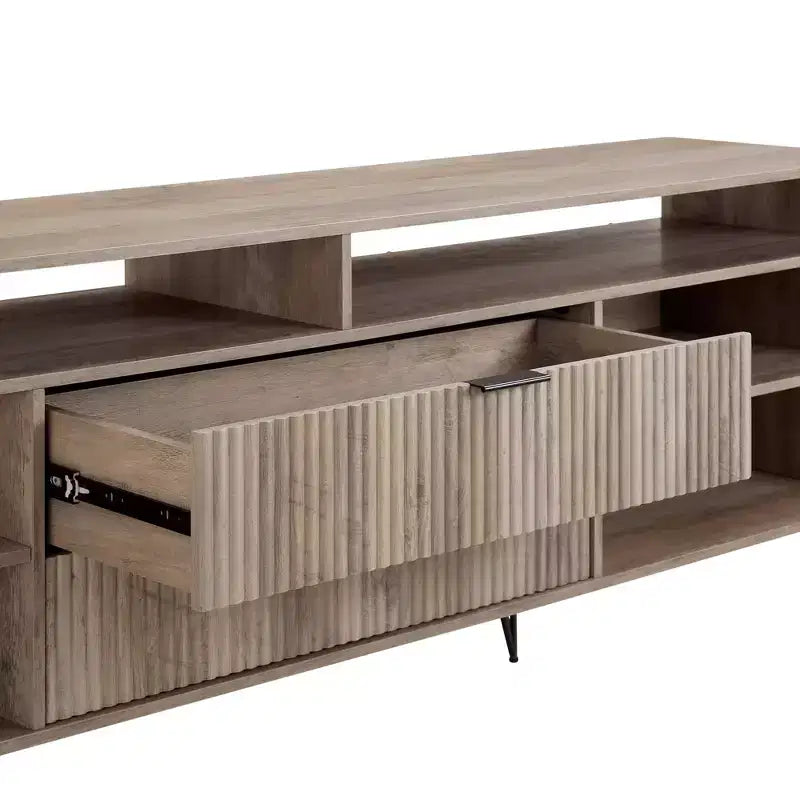 Meuble TV moderne du milieu du siècle de 85 po pour téléviseurs de jusqu'à 80 po - Gris rustique