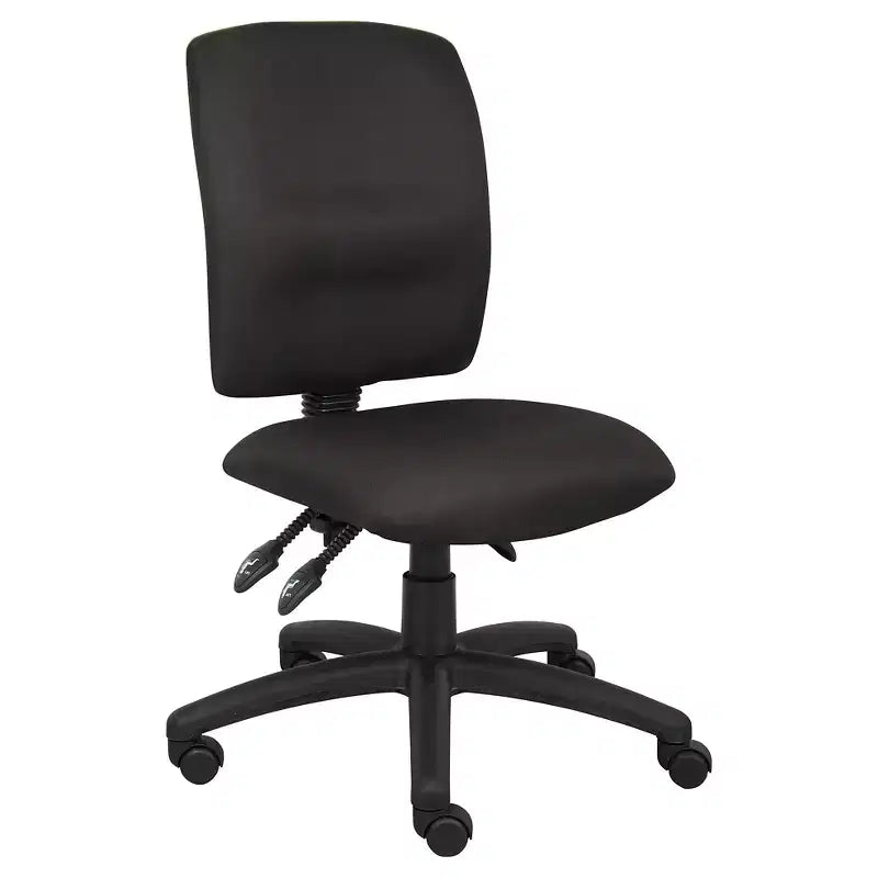Chaise de bureau en tissu noir - Ergonomique, pivotante, support lombaire, piètement en nylon