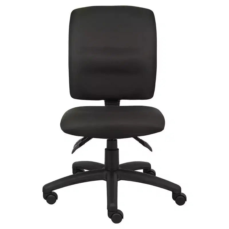 Chaise de bureau en tissu noir - Ergonomique, pivotante, support lombaire, piètement en nylon