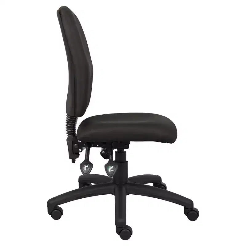 Chaise de bureau en tissu noir - Ergonomique, pivotante, support lombaire, piètement en nylon