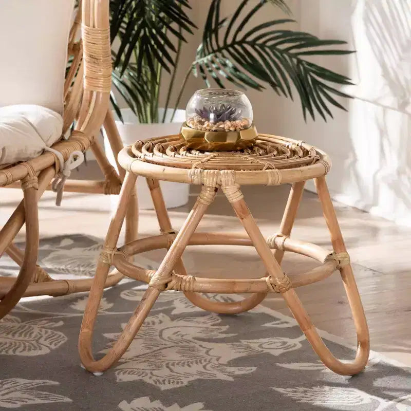 Table d'appoint en rotin, marron naturel