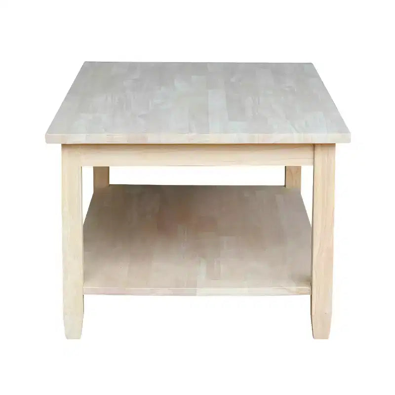 Table basse en bois massif - Bois franc blanc cassé, style fermier, rectangulaire, 42x25"