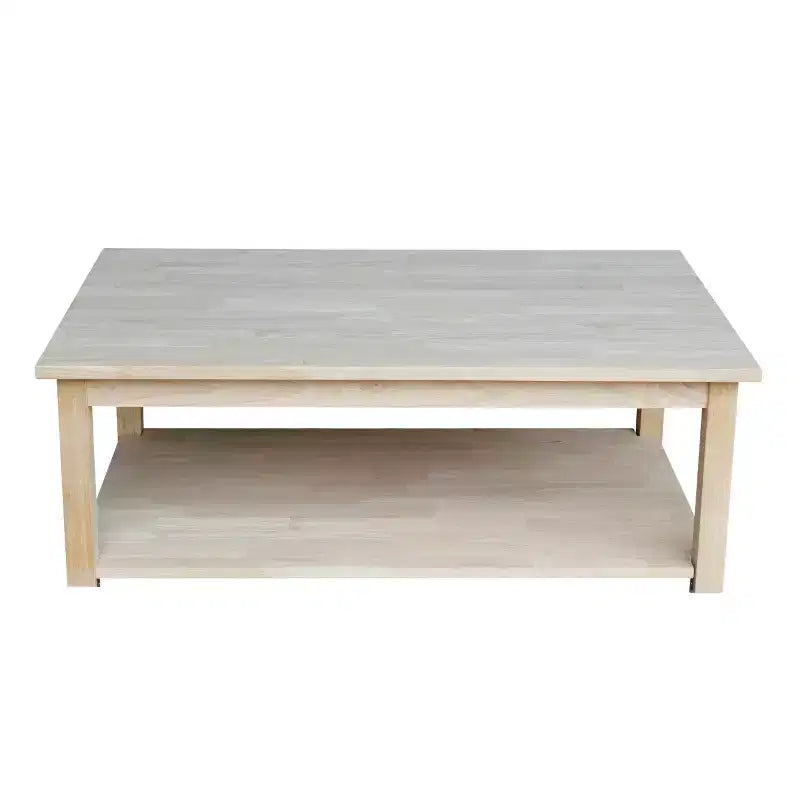 Table basse en bois massif - Bois franc blanc cassé, style fermier, rectangulaire, 42x25"
