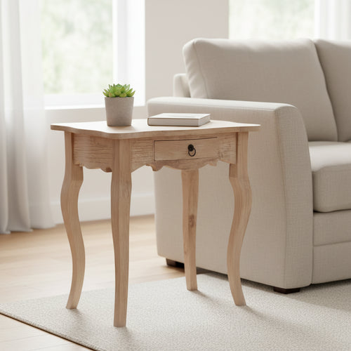 East at Main 28" Promenade Side Table with Drawer Tan: Mango Wood Construction, 25.98"H x 17.7"D, No Tools Assembly