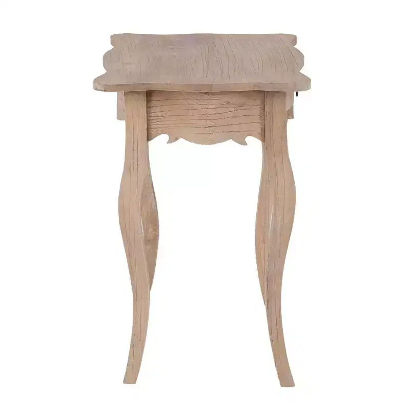Table d'appoint 28" en bois de manguier avec tiroir – Fini brun naturel, 25,98"H x 17,7"P
