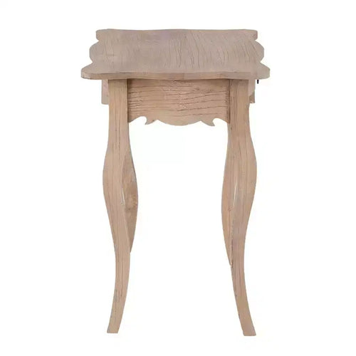 Table d'appoint 28" en bois de manguier avec tiroir – Fini brun naturel, 25,98"H x 17,7"P