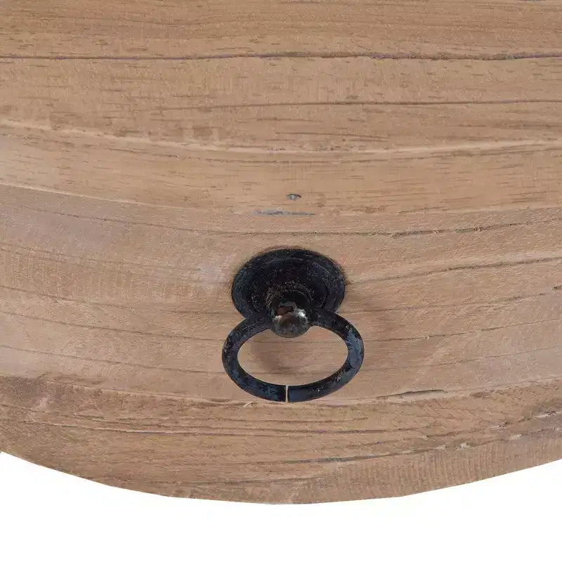 Table d'appoint 28" en bois de manguier avec tiroir – Fini brun naturel, 25,98"H x 17,7"P