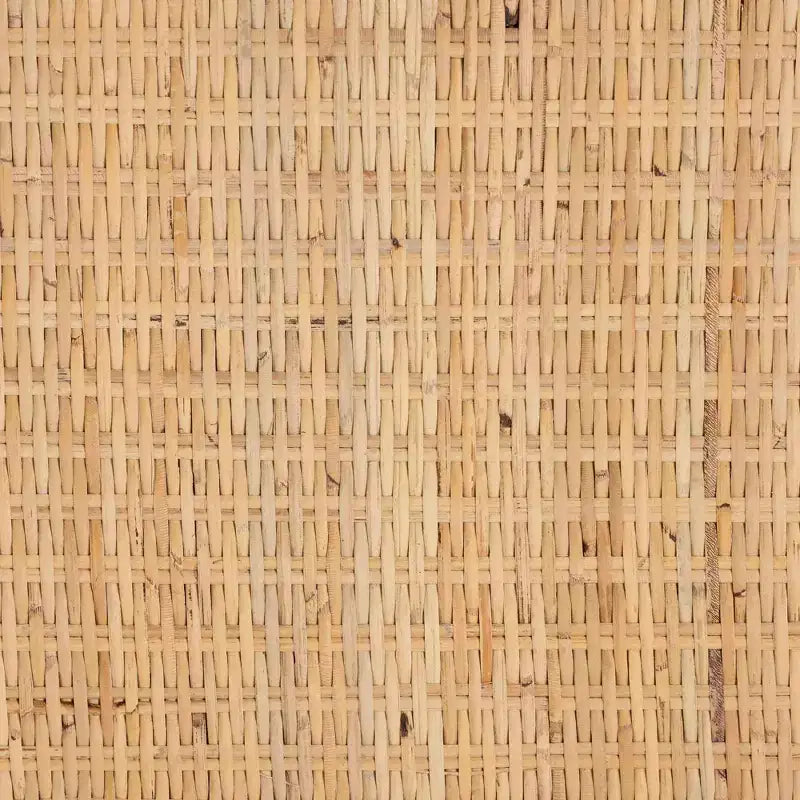 Table basse carrée en rotin et bois d'acajou, miel clair