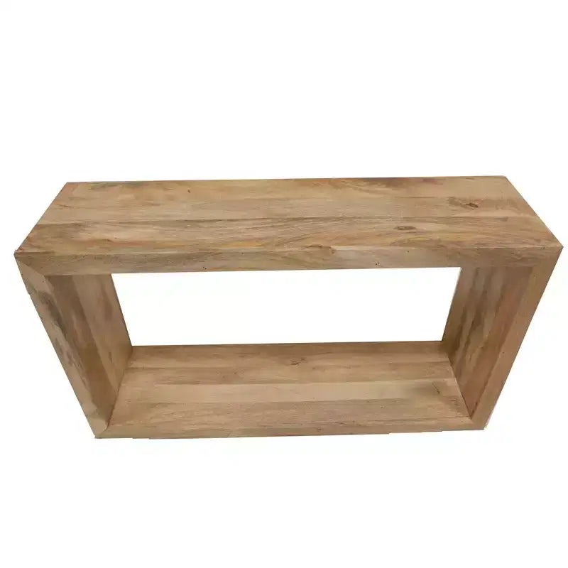 Console / Buffet en bois de manguier 52 po, cube ouvert avec 1 étagère, marron naturel