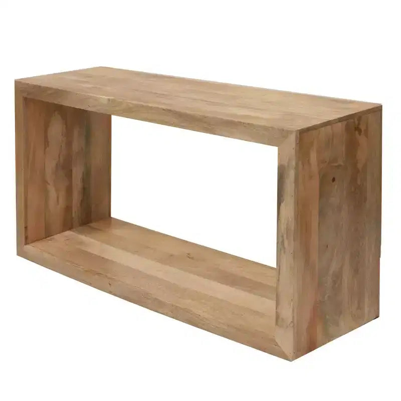 Console / Buffet en bois de manguier 52 po, cube ouvert avec 1 étagère, marron naturel