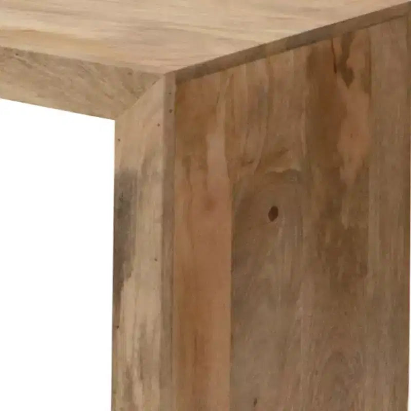 Console / Buffet en bois de manguier 52 po, cube ouvert avec 1 étagère, marron naturel