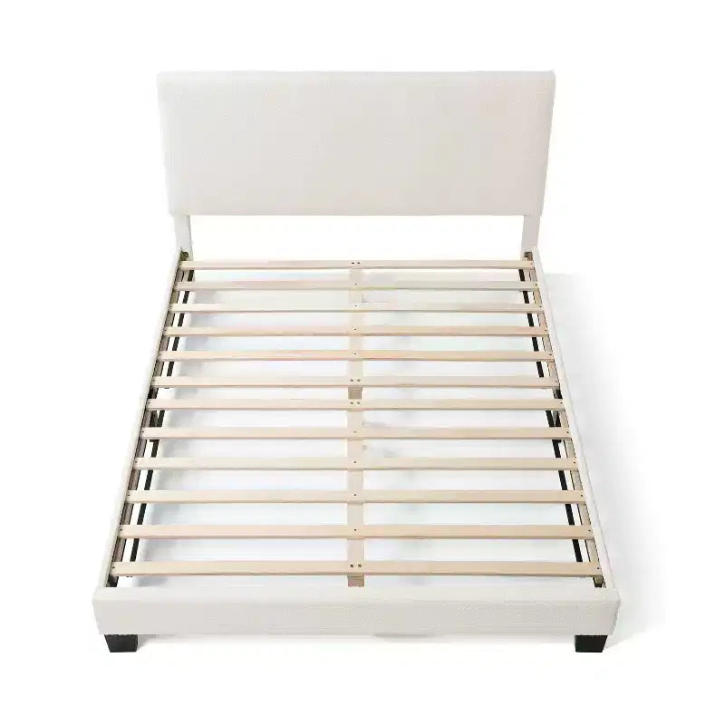 Lit plateforme rembourré en boucle moderne blanc grand format