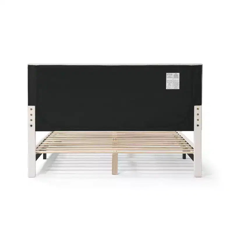 Lit plateforme rembourré en boucle moderne blanc grand format