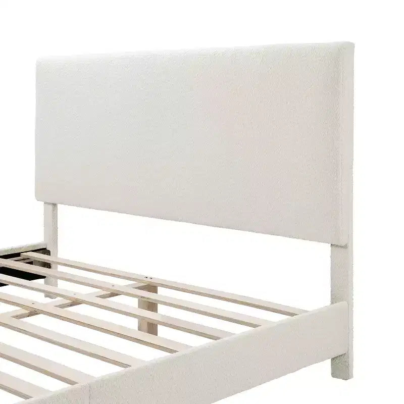 Lit plateforme rembourré en boucle moderne blanc grand format