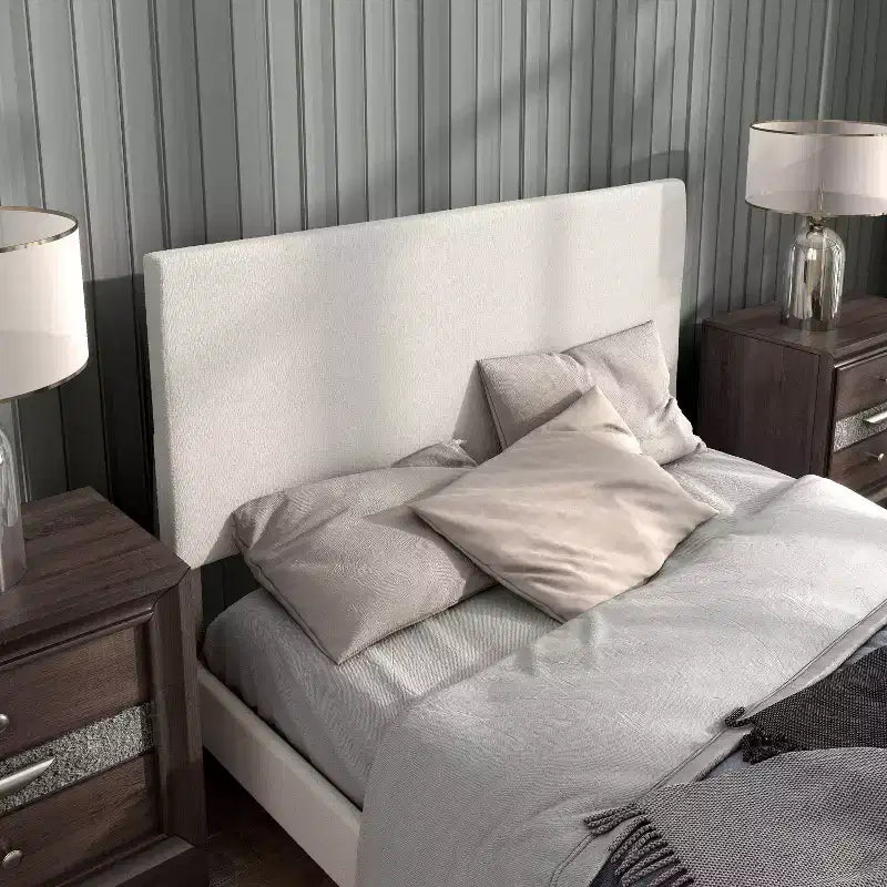 Lit plateforme rembourré en boucle moderne blanc grand format