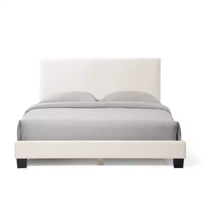 Lit plateforme rembourré en boucle moderne blanc grand format