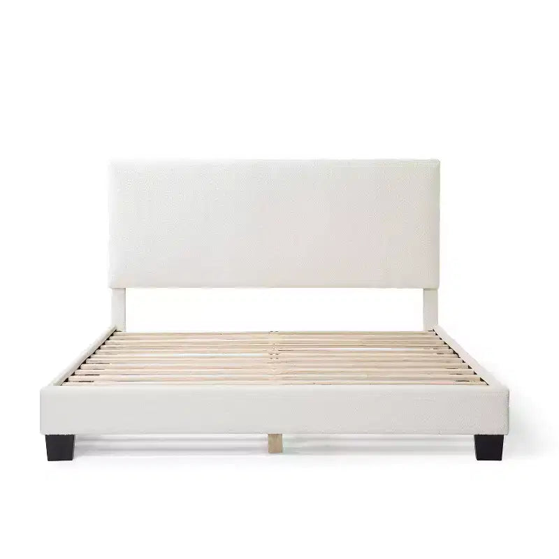 Lit plateforme rembourré en boucle moderne blanc grand format