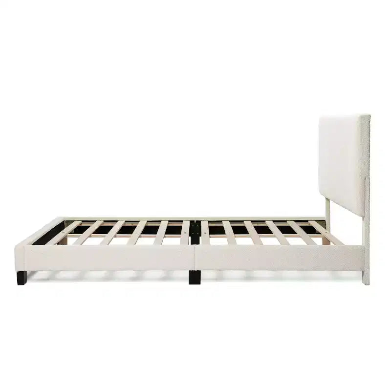 Lit plateforme rembourré en boucle moderne blanc grand format