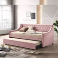 Lit de repos jumeau/double avec tiroir-lit - Velours rose