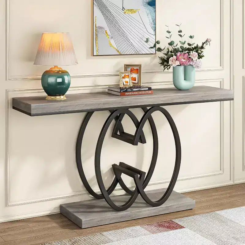 Console d'entrée 55 pouces avec base métallique géométrique