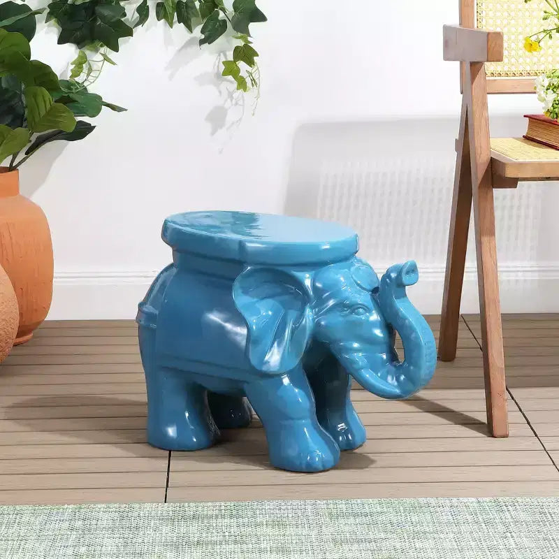 Tabouret de jardin/table d'appoint en céramique White Elephant 14.25