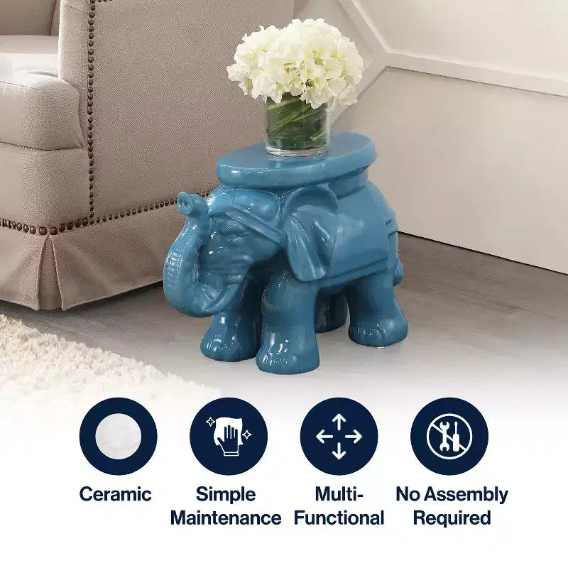 Tabouret de jardin/table d'appoint en céramique White Elephant 14.25