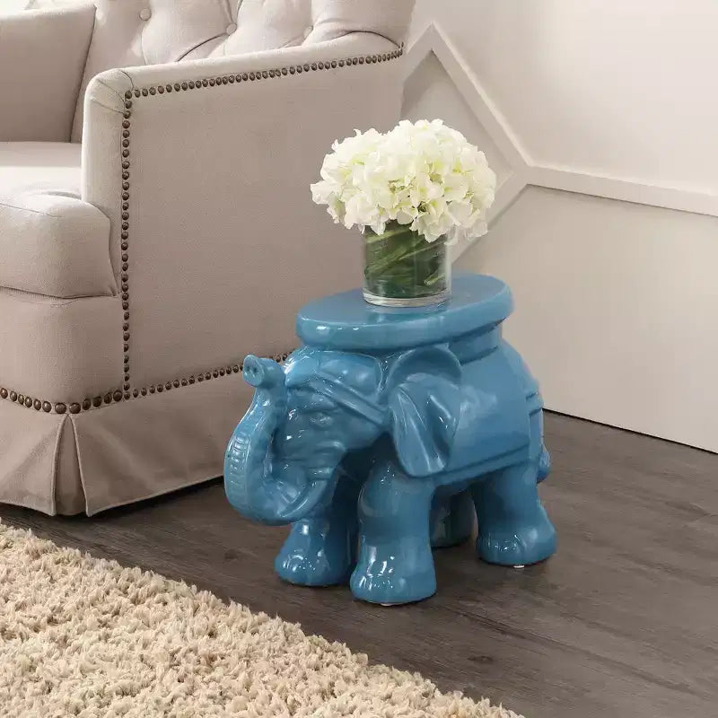 Tabouret de jardin/table d'appoint en céramique White Elephant 14.25