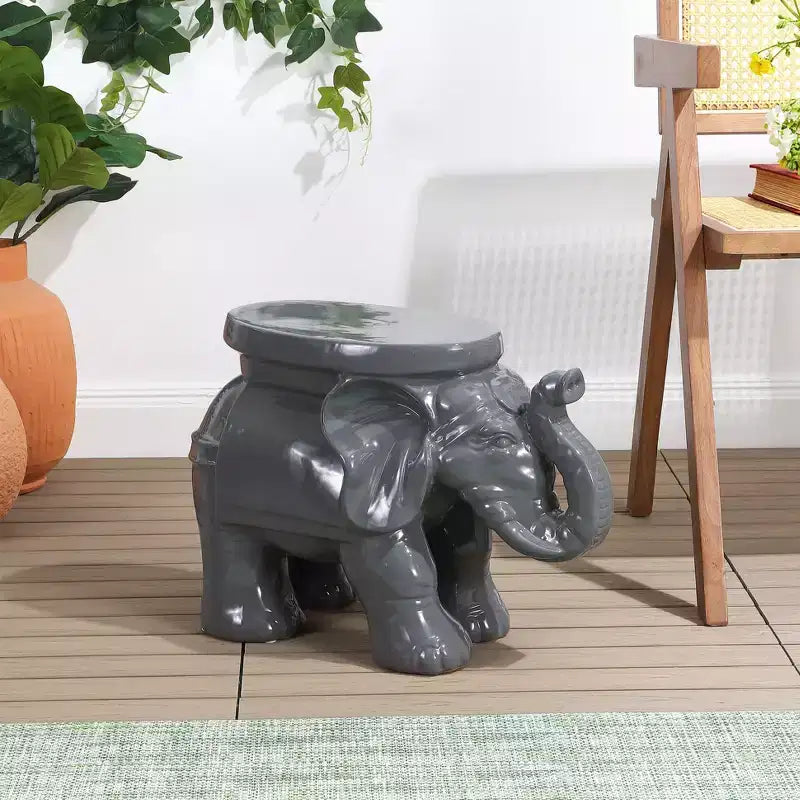 Tabouret de jardin/table d'appoint en céramique White Elephant 14.25