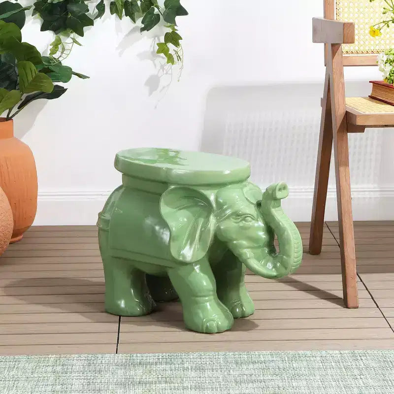 Tabouret de jardin/table d'appoint en céramique White Elephant 14.25