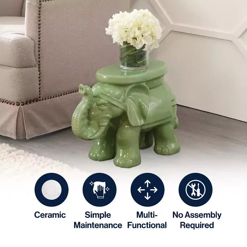 Tabouret de jardin/table d'appoint en céramique White Elephant 14.25