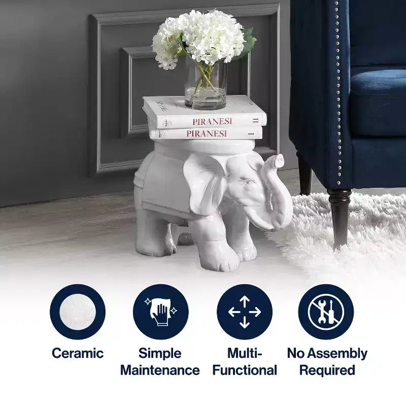 Tabouret de jardin/table d'appoint en céramique White Elephant 14.25