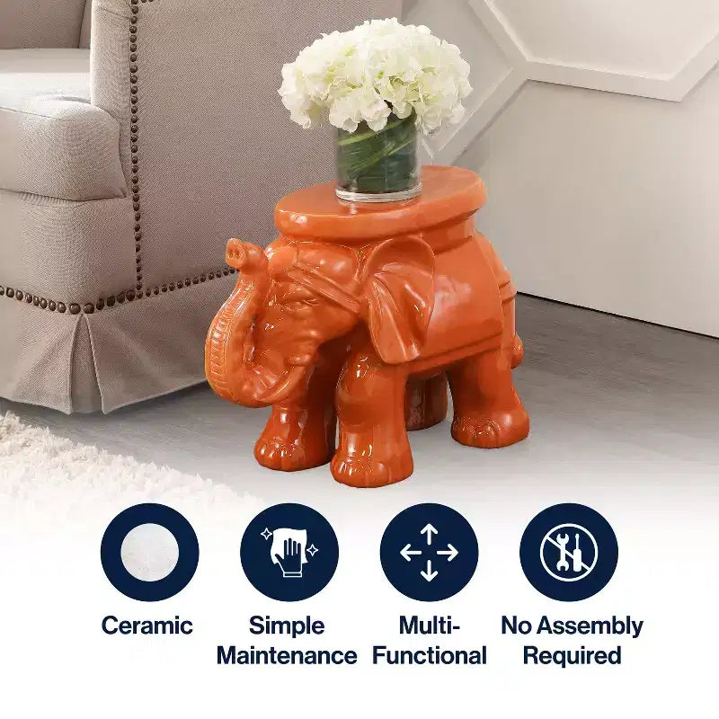 Tabouret de jardin/table d'appoint en céramique White Elephant 14.25