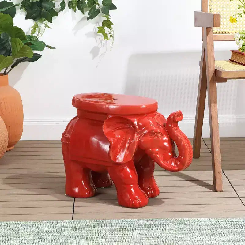 Tabouret de jardin/table d'appoint en céramique White Elephant 14.25