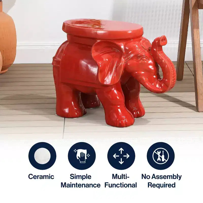 Tabouret de jardin/table d'appoint en céramique White Elephant 14.25