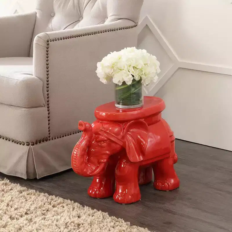 Tabouret de jardin/table d'appoint en céramique White Elephant 14.25