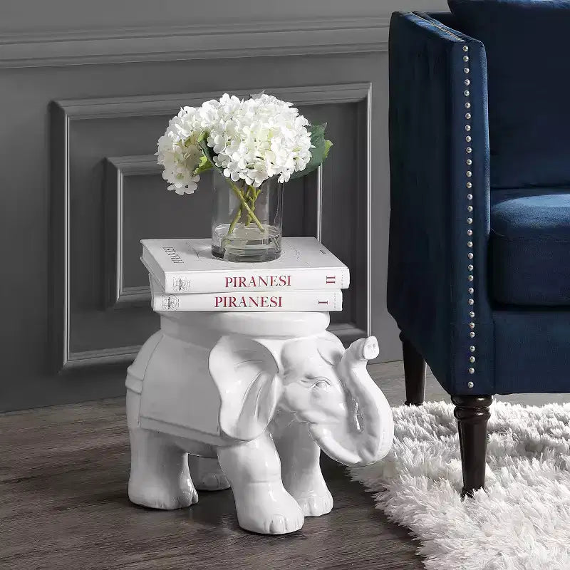 Tabouret de jardin/table d'appoint en céramique White Elephant 14.25
