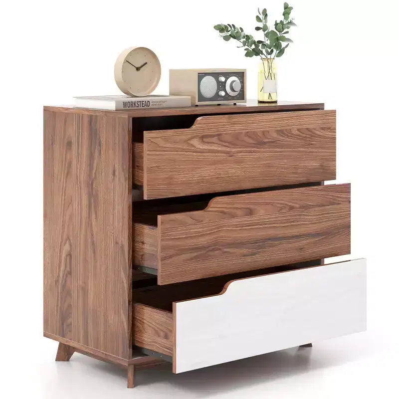 Commode 3 tiroirs en bois style rustique