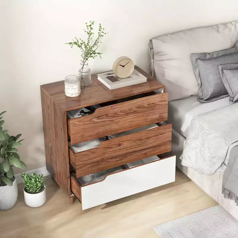Commode 3 tiroirs en bois style rustique