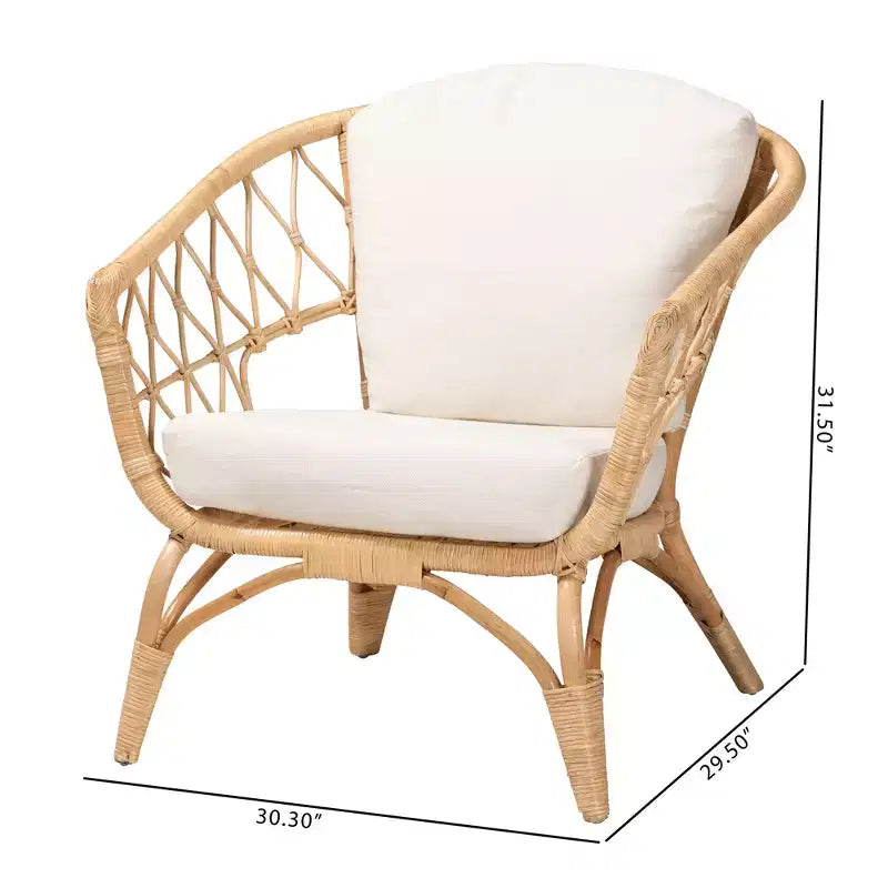 Fauteuil en rotin ancien marron naturel bohème moderne