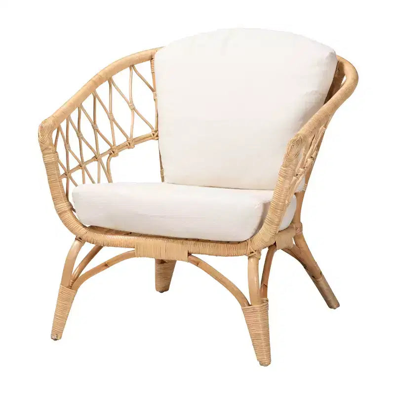 Fauteuil en rotin ancien marron naturel bohème moderne