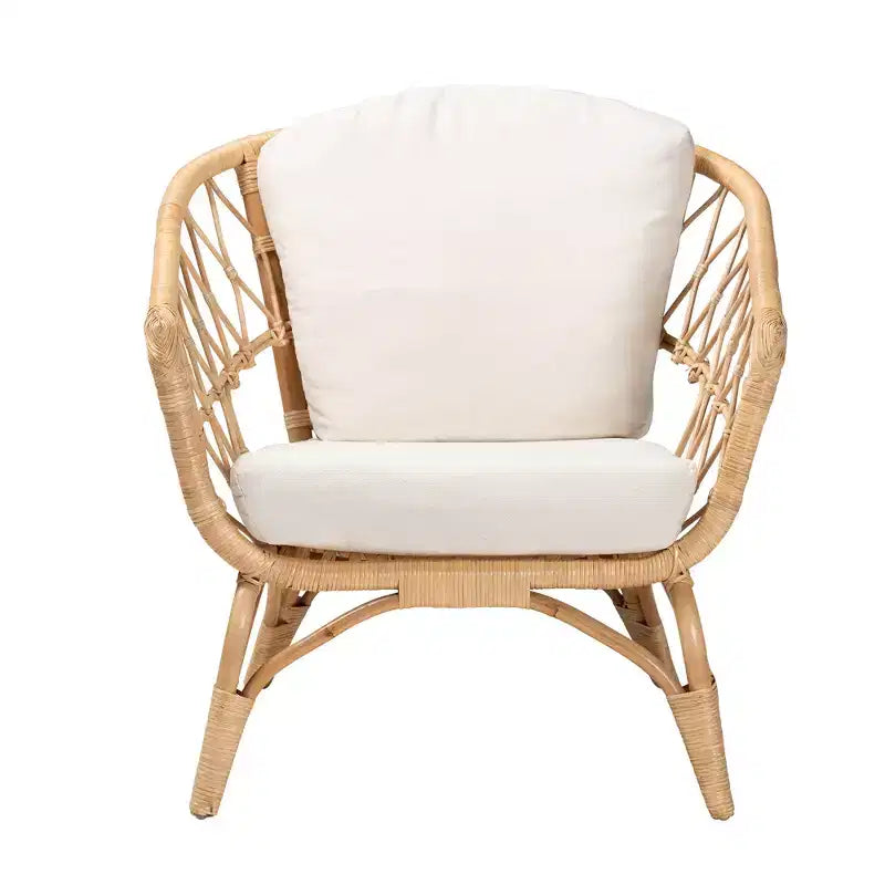 Fauteuil en rotin ancien marron naturel bohème moderne