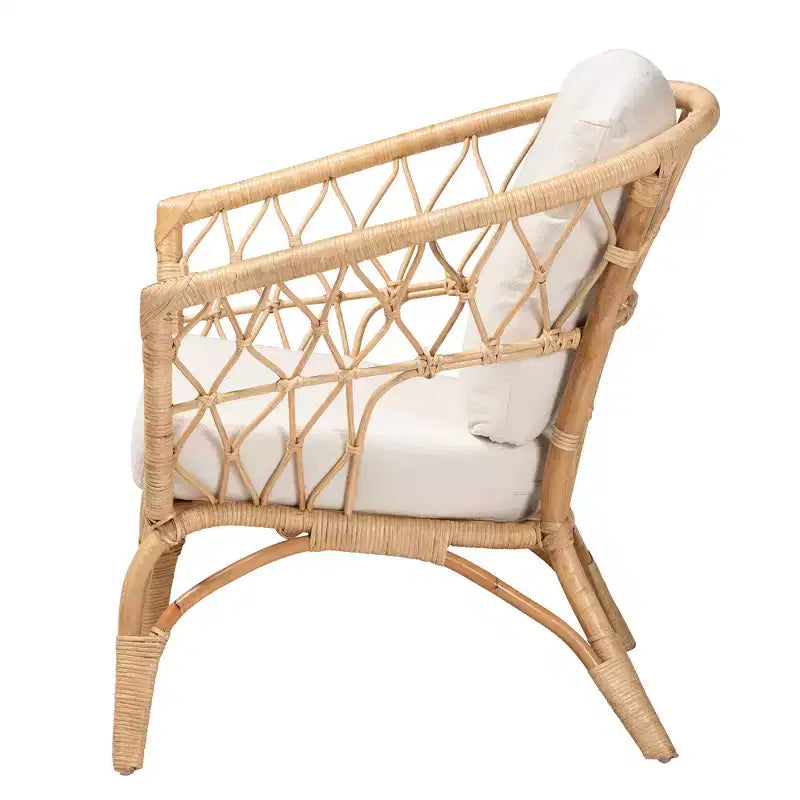 Fauteuil en rotin ancien marron naturel bohème moderne