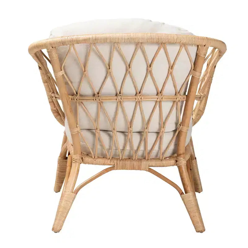 Fauteuil en rotin ancien marron naturel bohème moderne
