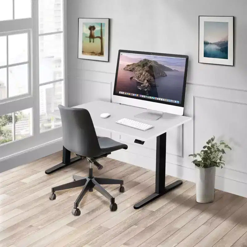 Bureau debout électrique à double moteur avec plateau de 48", noir et blanc