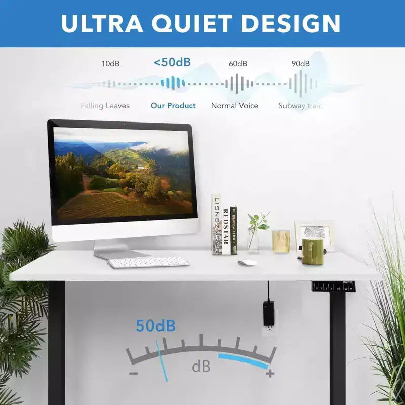 Bureau debout électrique à double moteur avec plateau de 48", noir et blanc
