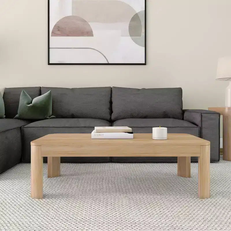 Table basse rectangulaire moderne en bois massif 48 po pour salon
