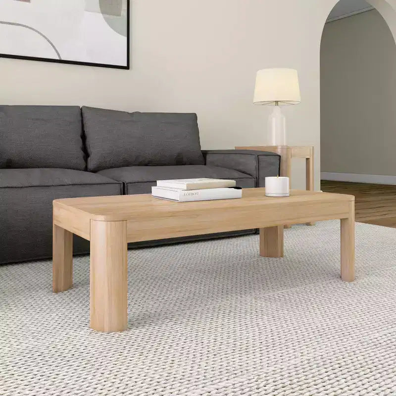 Table basse rectangulaire moderne en bois massif 48 po pour salon